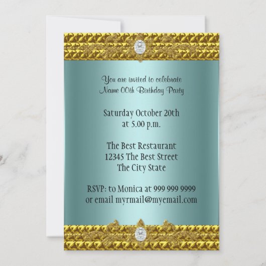 Unieke en legante gouduitnodiging en uitnodiging t (Achterkant)