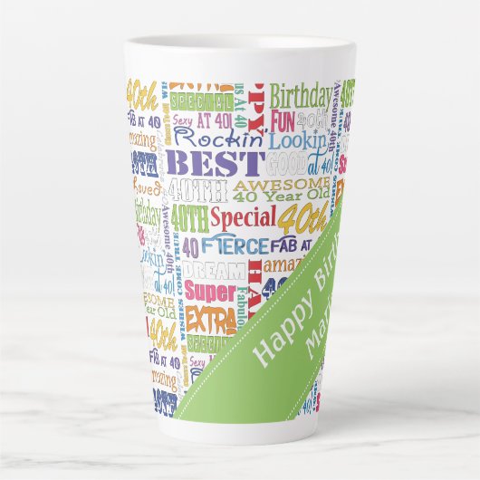 Unieke en speciale 40e verjaardag latte mok (Voorkant)