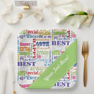 Unieke en speciale 40ste verjaardagsfeestgeschenke papieren bordje