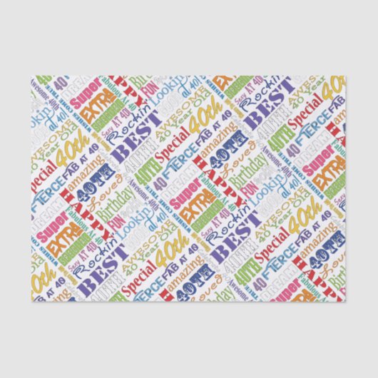 Unieke en speciale 40ste verjaardagsfeestgeschenke tissuepapier (Voorkant)