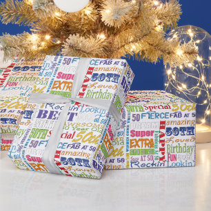 Unieke en speciale 50e verjaardag feestartikelen cadeaupapier