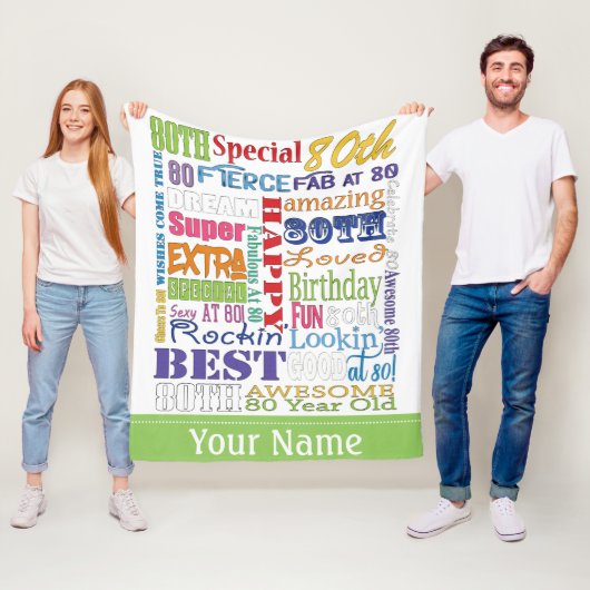 Unieke en speciale 80e verjaardag feestartikelen fleece deken (In situ)