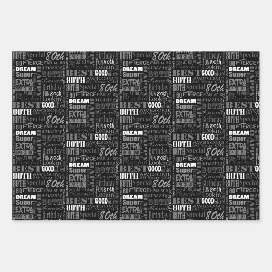 Unieke en speciale 80e verjaardag feestartikelen inpakpapier vel (Voorkant)