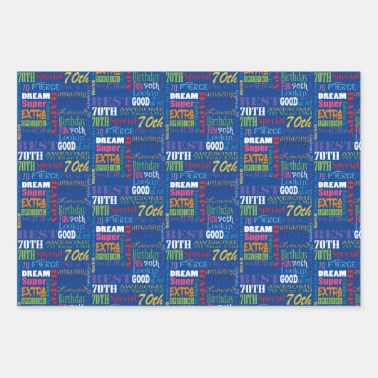 Unieke en speciale cadeautjes van de 70e verjaarda inpakpapier vel (Voorkant)