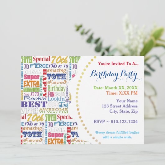 Unieke en speciale cadeautjes van de 70e verjaarda kaart (Staand voorkant)