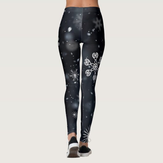 Unieke en winterse sneeuwvlokken op zwart leggings (Achterkant)