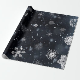 Unieke en Wintry Snowflakes op zwart Cadeaupapier