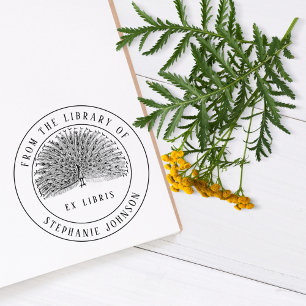 Unieke Ex Libris Peacock Boek Zelfinktende Stempel