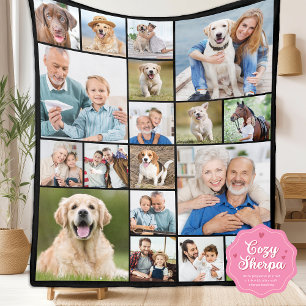 Unieke Fotocollage Personaliseer Modern 18 Foto's Sherpa Deken