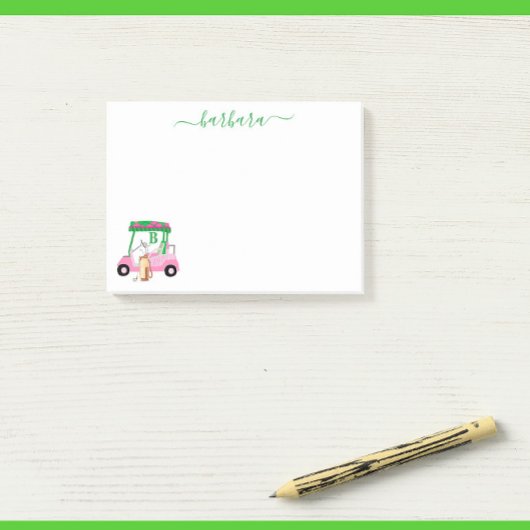 Unieke Fun Golf Gal Cart Monogram Naam Post-it® Notes