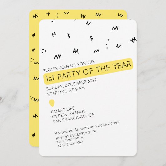 Unieke Fun New Years Eve Party Uitnodiging (Voorkant / Achterkant)