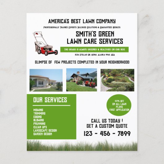 Unieke gazonverzorging gazon maaien landschapsarch flyer (Voorkant)