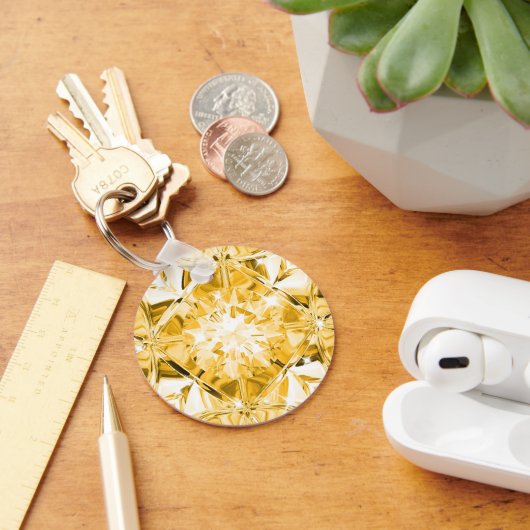 Unieke Gele Diamant Aangepaste Naam Modern Sleutelhanger (Bureau)