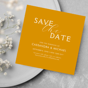Unieke Gele Mosterd Typografie Trouwen Save The Date
