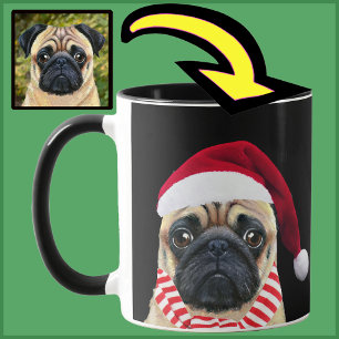 Unieke Gepersonaliseerde Hond Santa Hat Foto Gift  Mok