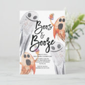 Unieke Ghost Boos & Booze Halloween Party Kaart (Staand voorkant)