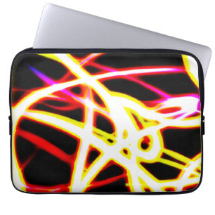 Unieke gloeiende neonpatronen. Bestel nu Laptop Sleeve