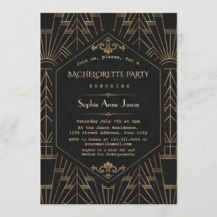 Unieke Gold Black Great Gatsby Bachelorette Party Kaart