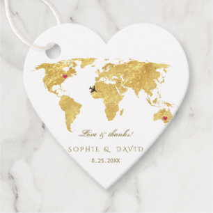 Unieke Gold Foil Wereldkaart Destination Wedding Bedankjes Labels