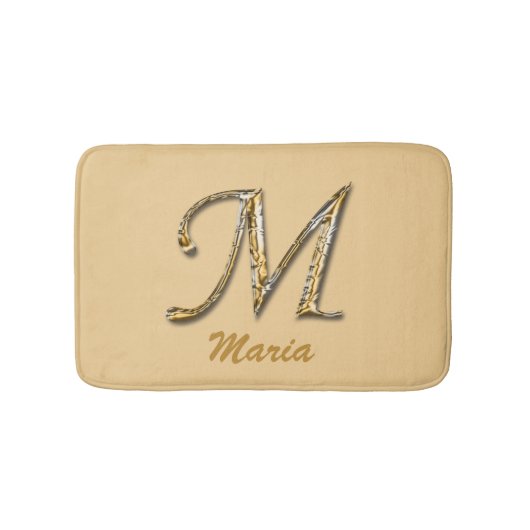 Unieke Gold Silver Letter M Monogram Initiaal Badmat (Voorkant)