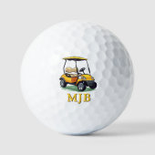 Unieke Golfkar Golfer Gepersonaliseerde 3 Initiaal Golfballen (Voorkant)