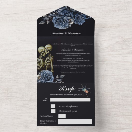 Unieke Gotische bruiloft All In One Uitnodiging (Binnen)