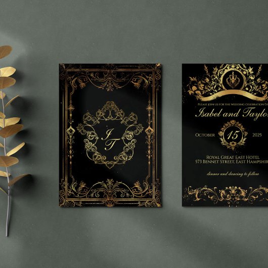 Unieke  gotische huwelijksuitnodigingen kaart