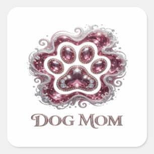 Unieke Gouden DOG MOM Vinyl Stijl Vierkante Sticker