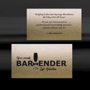 Unieke Gouden Glitter Bowtie Bartender Visitekaart Visitekaartje