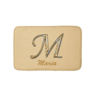 Unieke gouden zilveren letter M monogram initiaal Badmat