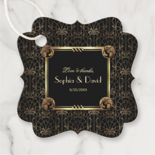 Unieke Gouden Zwarte Great Gatsby Art Deco Bruilof Bedankjes Labels