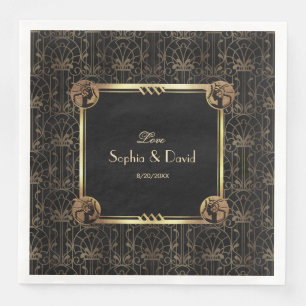 Unieke Gouden Zwarte Great Gatsby Art Deco Bruilof Servet
