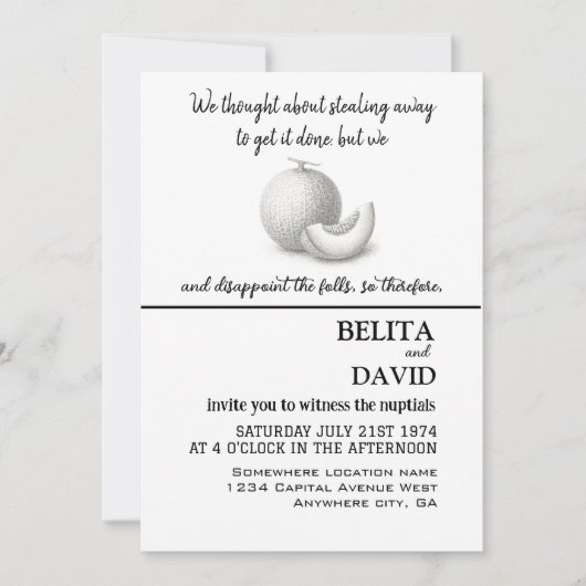 Unieke, grappige huwelijksuitnodiging kaart (Voorkant)