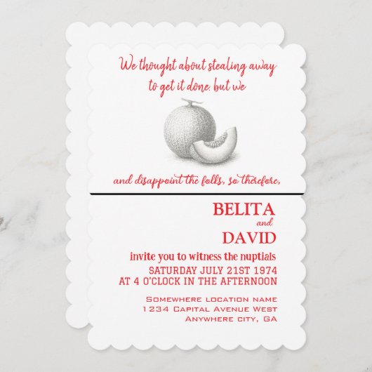 Unieke, grappige huwelijksuitnodiging kaart (Voorkant / Achterkant)