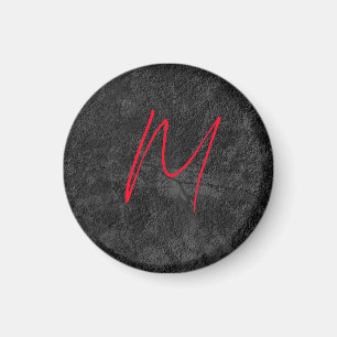 Unieke grijs rood monogram naam initiaal kalligraf magneet