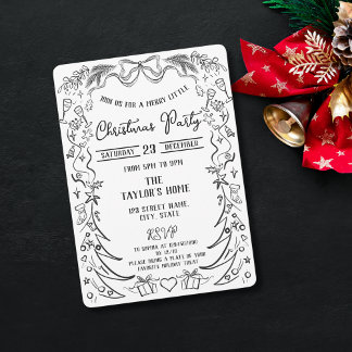 Unieke grillige hand getrokken boog kerstfeest kaart