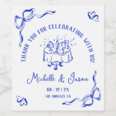 Unieke grillige hand getrokken Franse boog dank u Wijn Etiket (Enkel label)