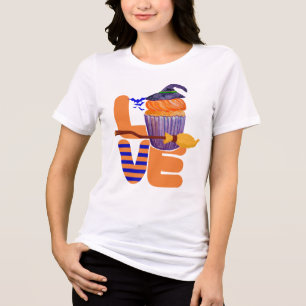 Unieke Halloween Cupcake Gestapelde Liefde Split T Tri-Blend Shirt