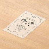 Unieke hand getrokken bruiloft acryl uitnodigingen (Laagn)