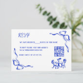 Unieke Hand getrokken hedendaagse Franse boog RSVP Informatiekaartje (Staand voorkant)