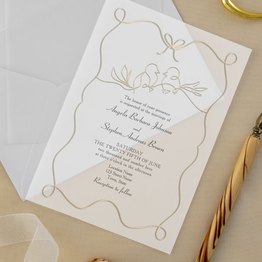 Unieke hand getrokken romantische bruiloft acryl uitnodigingen