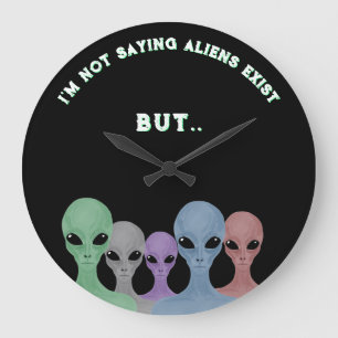 Unieke handgetekende aliens in meerdere kleuren grote klok