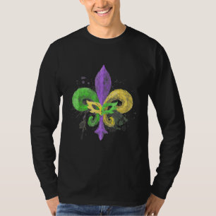 Unieke handgetekende Fleur De Lis Mardi Gras Carna T-shirt