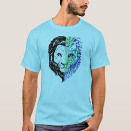 Unieke handgetekende Mystic Lion Art Mannen T-shir T-shirt