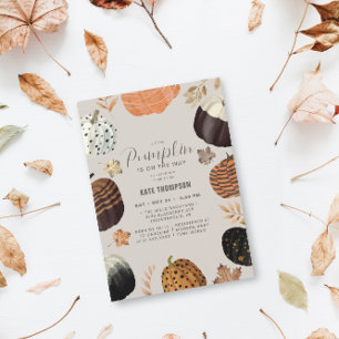 Unieke Herfst geschilderd klein pompoen Baby showe Kaart