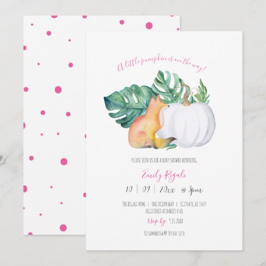 Unieke Herfst Uitnodiging tot Baby shower (Voorkant / Achterkant)