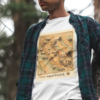 Unieke herstelkaart van Californië, 1885 T-shirt