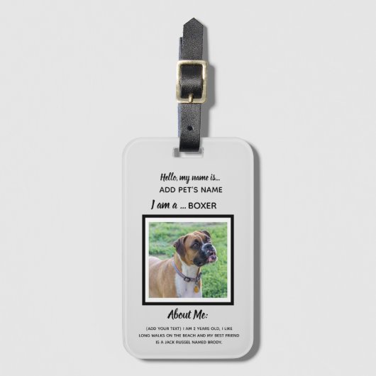 Unieke hond-ID-Labels Bagagelabel (Voorkant (verticaal))