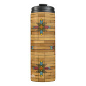 Unieke houtnerf -monogram Houtkorrel Geometrisch Thermosbeker (Voorkant)