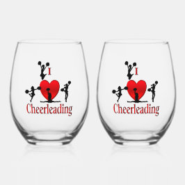 Unieke I Heart Cheerlead Wijnglas Zonder Voet